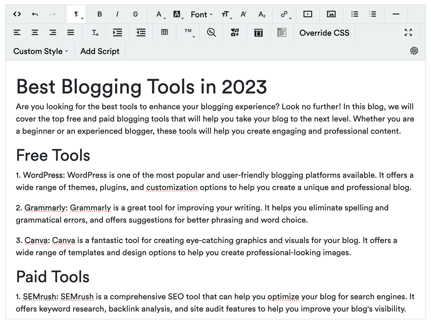 Quickblog | AI Assistant Output Editor Quickblog | AI Assistant Output Editor